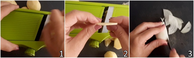 a. affettare le patate non troppo sottili per la tortilla spagnola