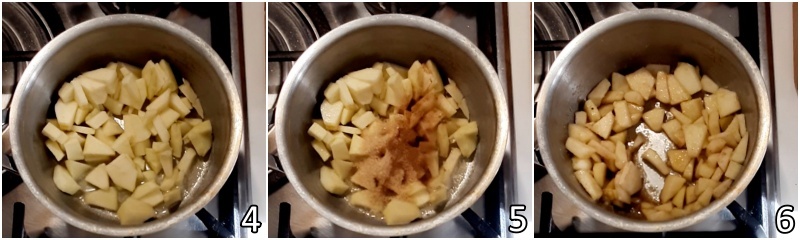 b. far caramellare le mele con burro e zucchero di canna