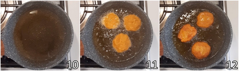 d. friggere le frittelle di zucca in abbondante olio