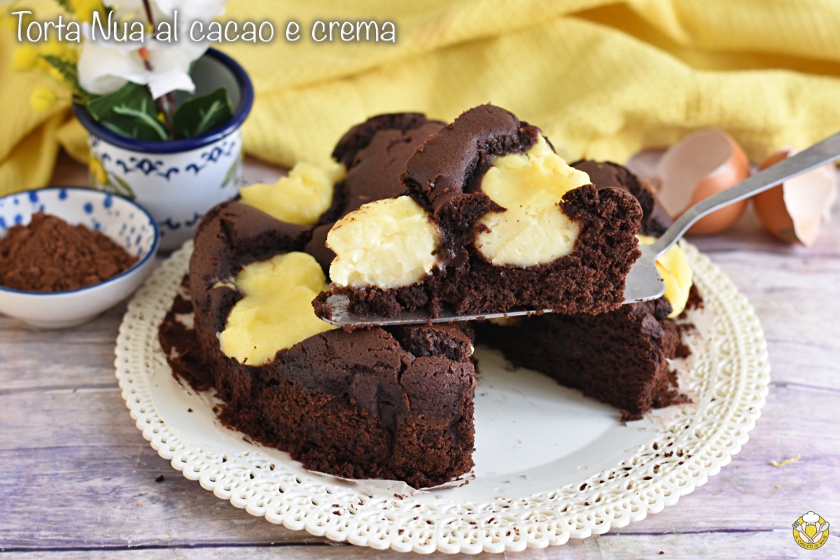 torta nua al cacao e crema pasticcera ricetta torta soffice al cioccolato farcita a crudo dolce maculato senza glutine il chicco di mais
