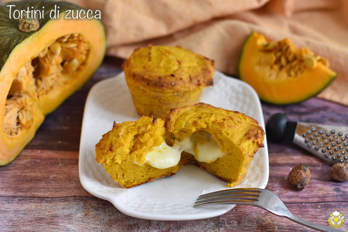 tortini di zucca dal cuore filante di scamorza ricetta antipasto autunnale monoporzione il chicco di mais