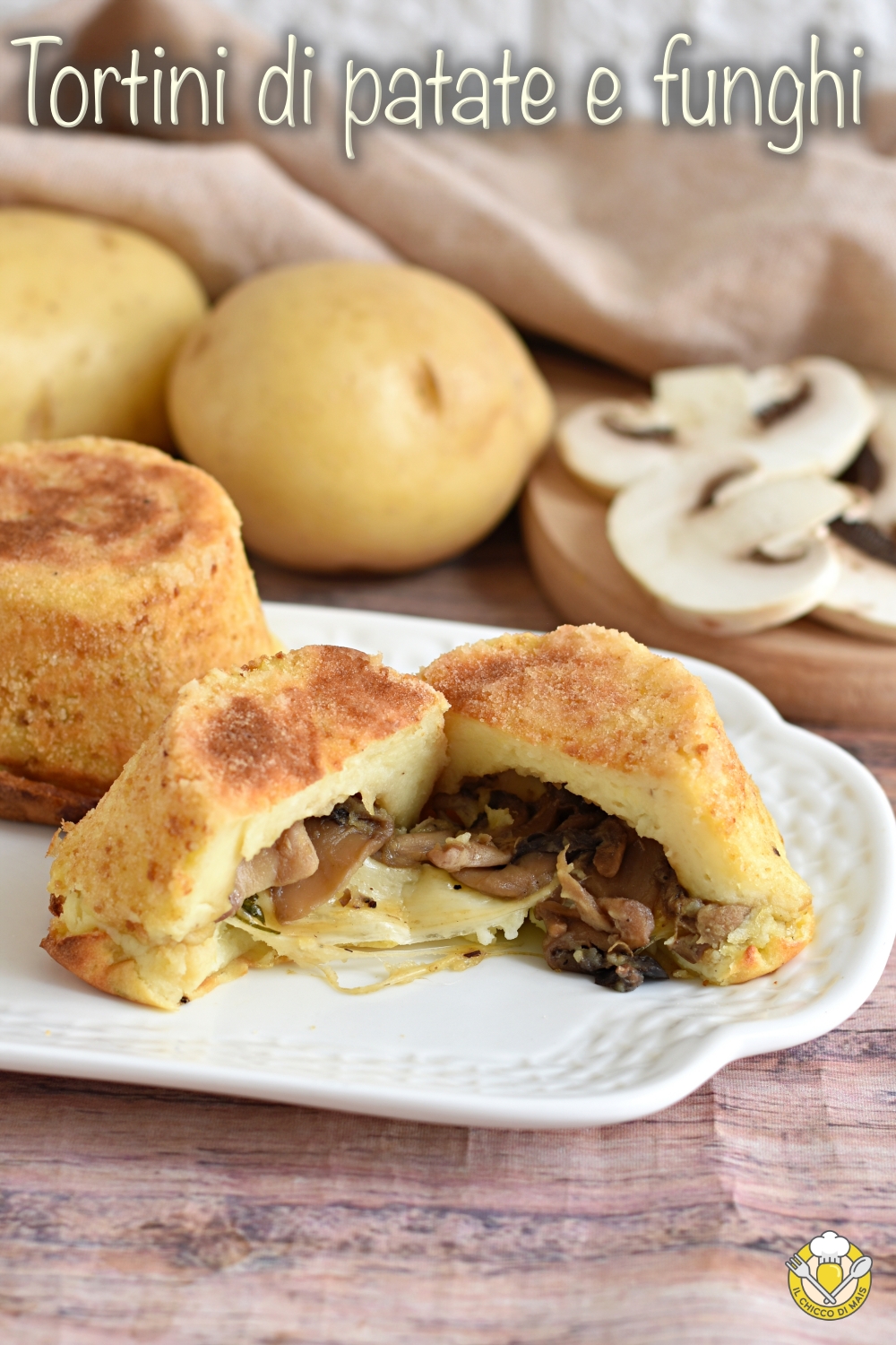 V_ tortini di patate e funghi con cuore filante di scamorza ricetta autunnale facile antipasto economico mini gateau il chicco di mais