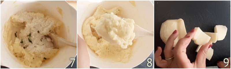 c. formare l'impasto di patate per i tortini