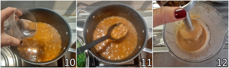 d. frullare parte della minestra di fagioli e castagne