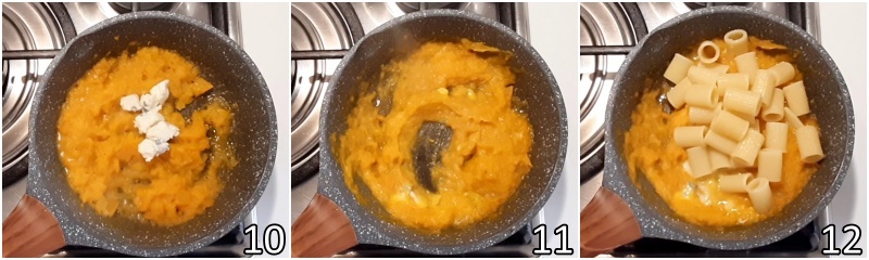 d. unire il gorgonzola piccante alla crema di zucca delica