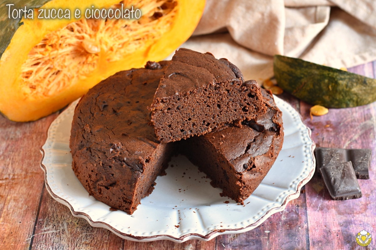 torta zucca e cioccolato alta e soffice ricetta facile con zucca delica frullata il chicco di mais