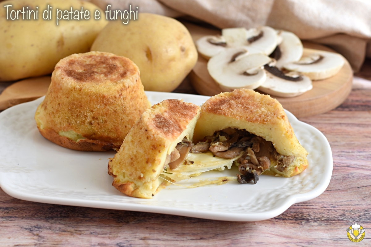 tortini di patate e funghi con cuore filante di scamorza ricetta autunnale facile antipasto economico mini gateau il chicco di mais