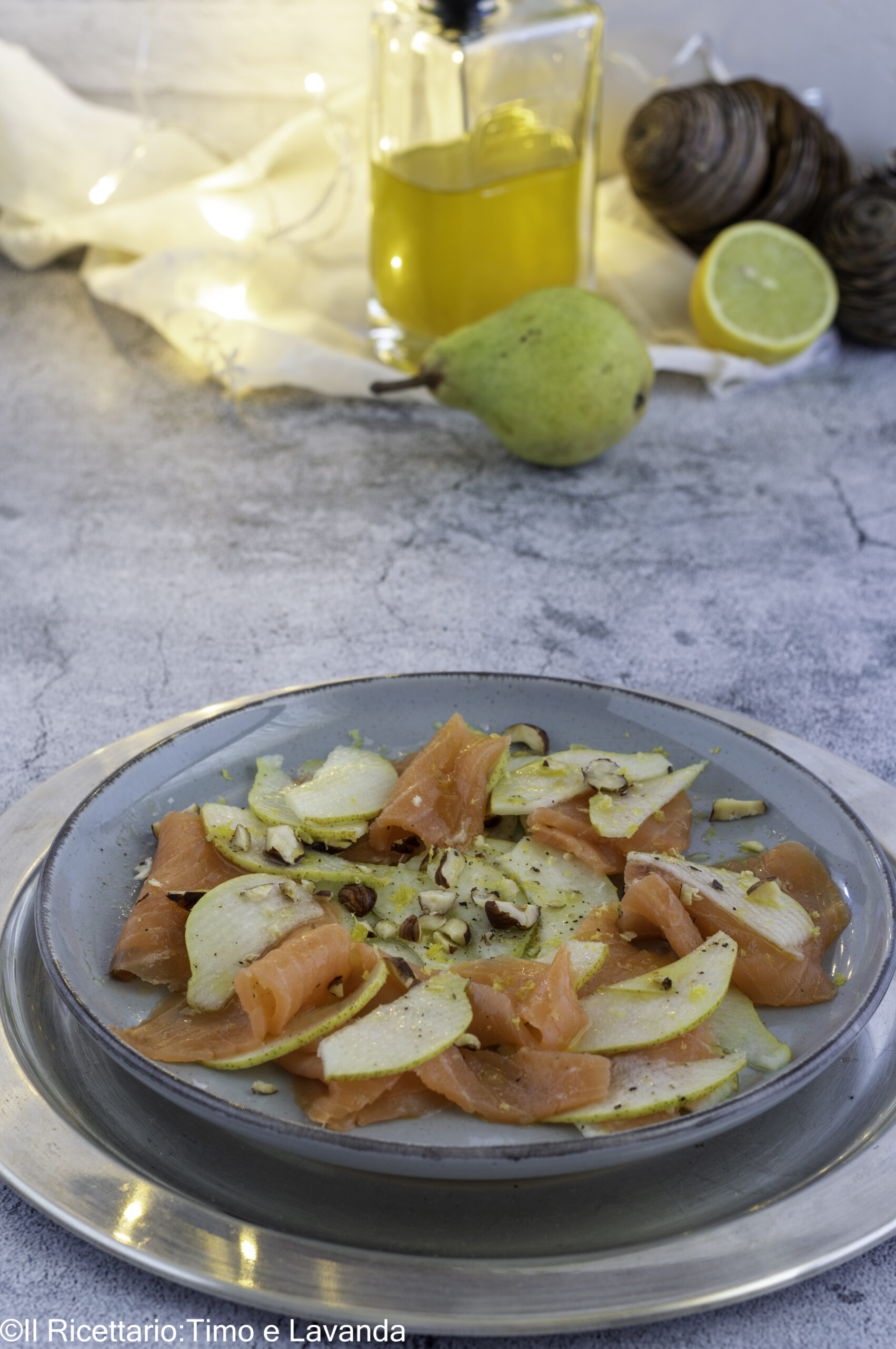 salmon and pear carpaccio