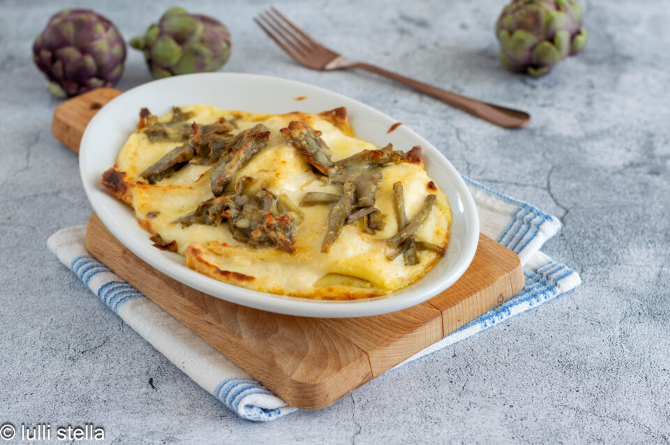 crespelle ai carciofi gratinate senza lattosio