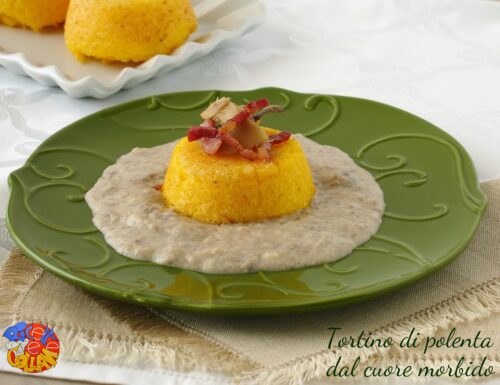 Tortino di polenta dal cuore morbido al formaggio