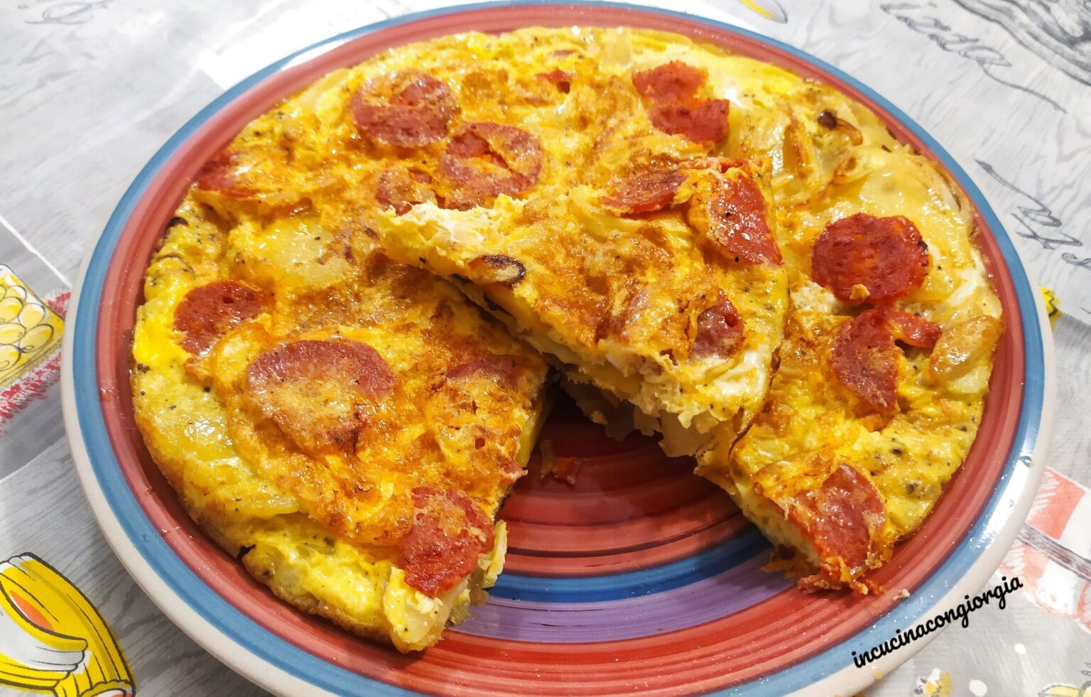 Frittata patate e salame piccante