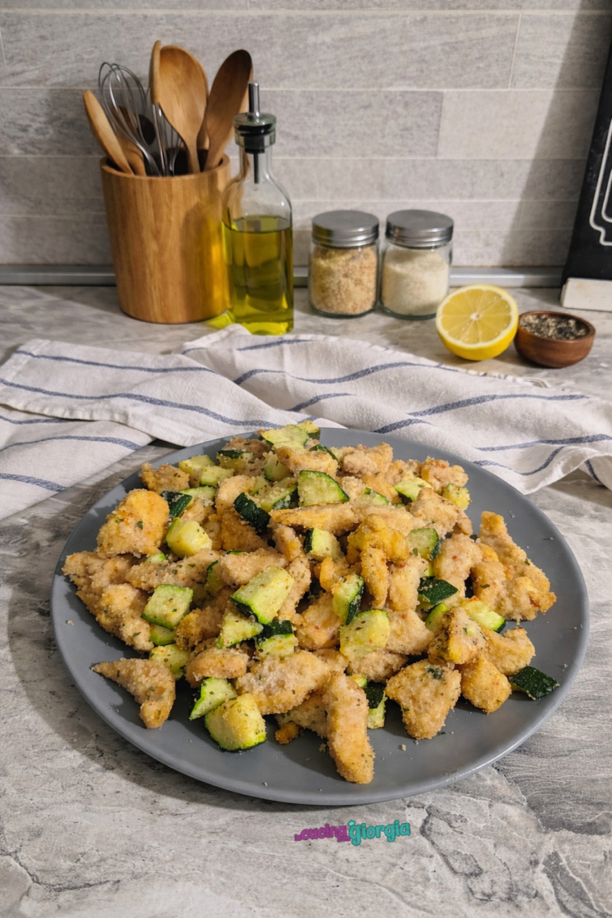 Bocconcini di pollo e zucchine gratinati