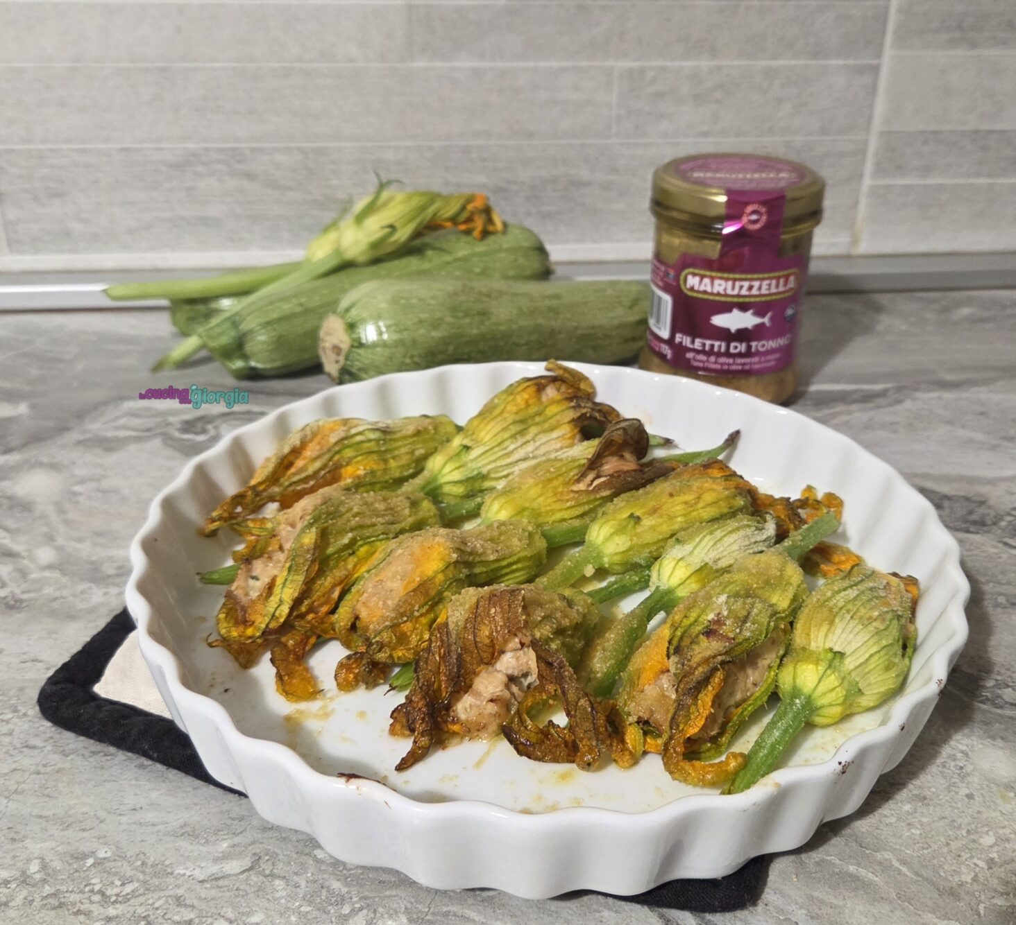 Fiori di zucca ripieni tonno e robiola