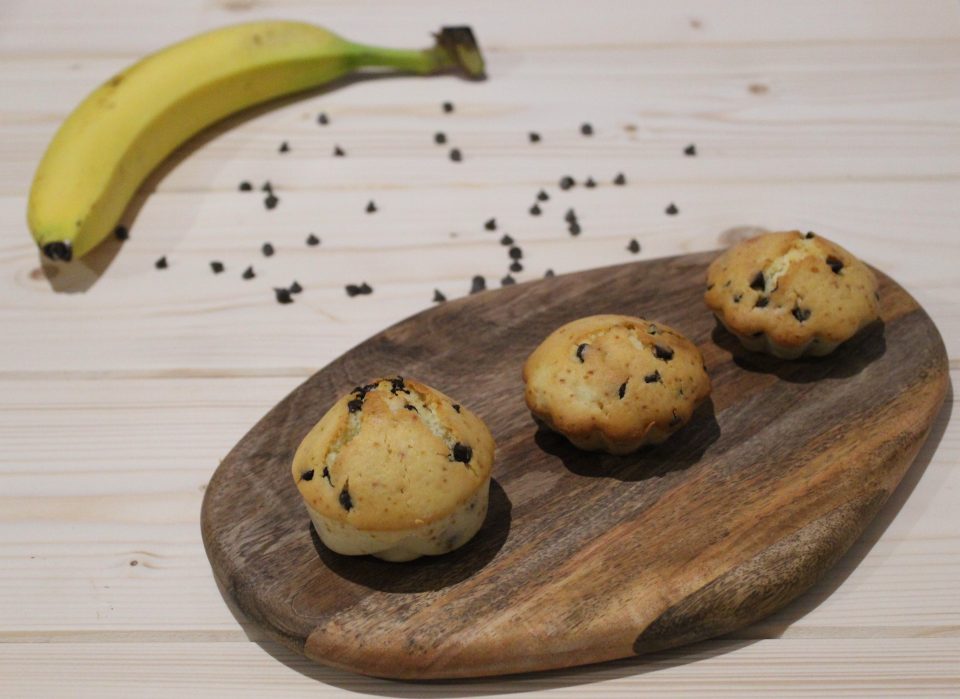 muffin alle banane con gocce di cioccolato