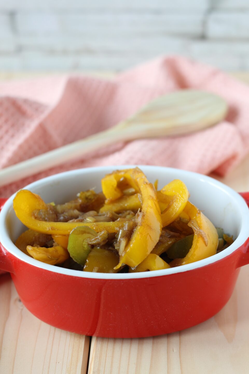 peperoni e porri con aceto balsamico