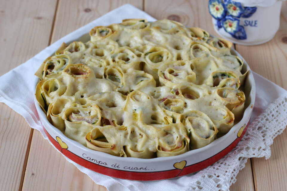 girelle di lasagne con zucchine prosciutto e scamorza