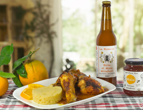 Pollo all’Arancia e Miele Accompagnato da Birra al Miele Millefiori con Buccia d’Arancia Azienda Apicoltura Feri