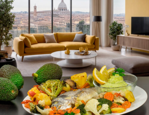 Orata al Forno con Verdurine di Stagione e Maionese di Avocado con Avocado Tenute Caracci