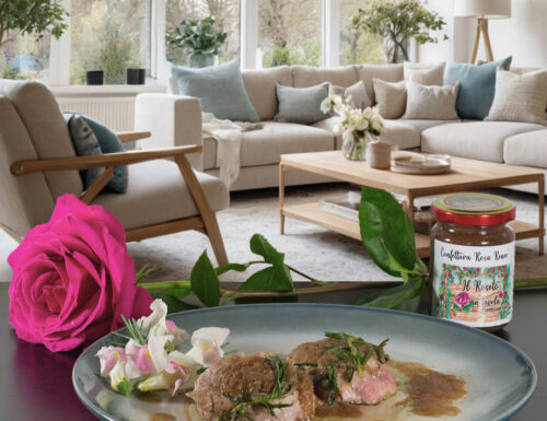Filetto di Maiale con Confettura di Rosa Renée Azienda Il Roseto in Tavola