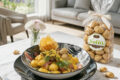 Gnocchi di Zucca Fatti in Casa con Castagne Secche Sgusciate Vulìo 'e Bontà, Petali di Speck e Rosmarino