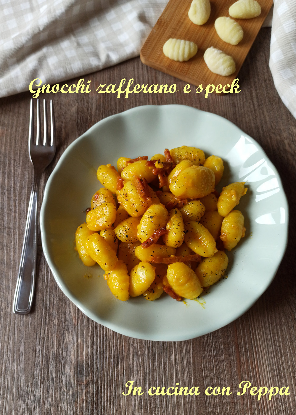 Gnocchi con zafferano e speck, senza panna In cucina con Peppa