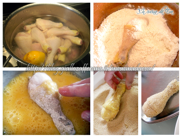 Preparazione delle cosce di pollo impanate