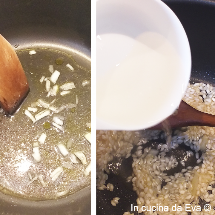 Preparazione-del-risotto-alla-zucca e sugo