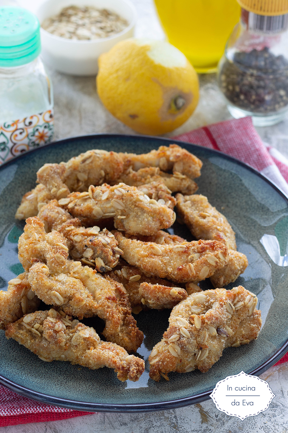 Straccetti di pollo avena e limone - cotti in friggitrice ad aria