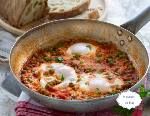 Uova al pomodoro con piselli, da servire tipo frittata
