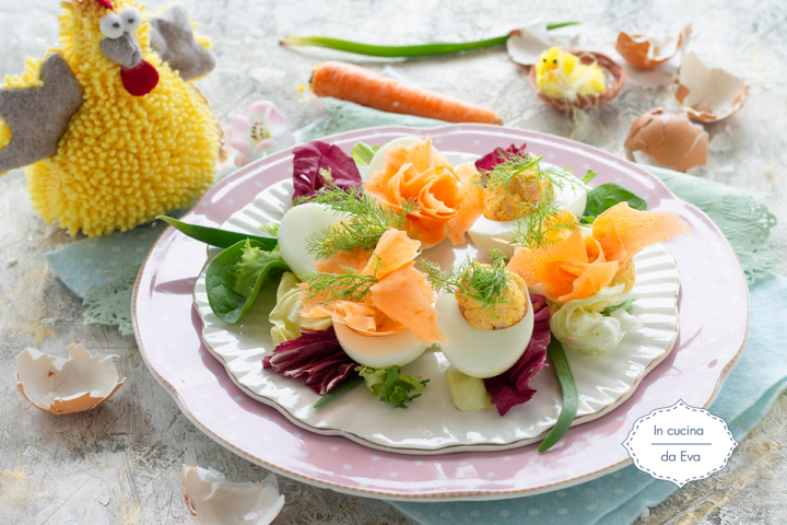 Uova ripiene di mortadella e formaggio