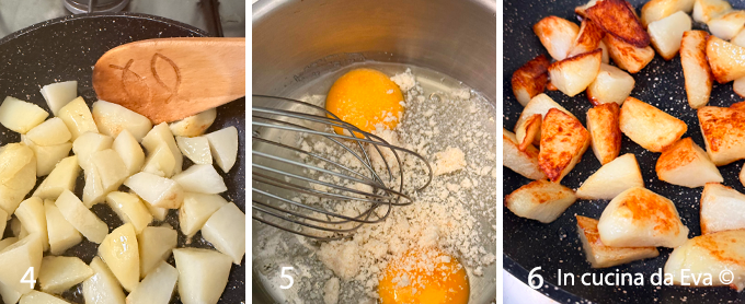 Patate-rosolate-e-preparazione-delle-uova-con-parmigiano