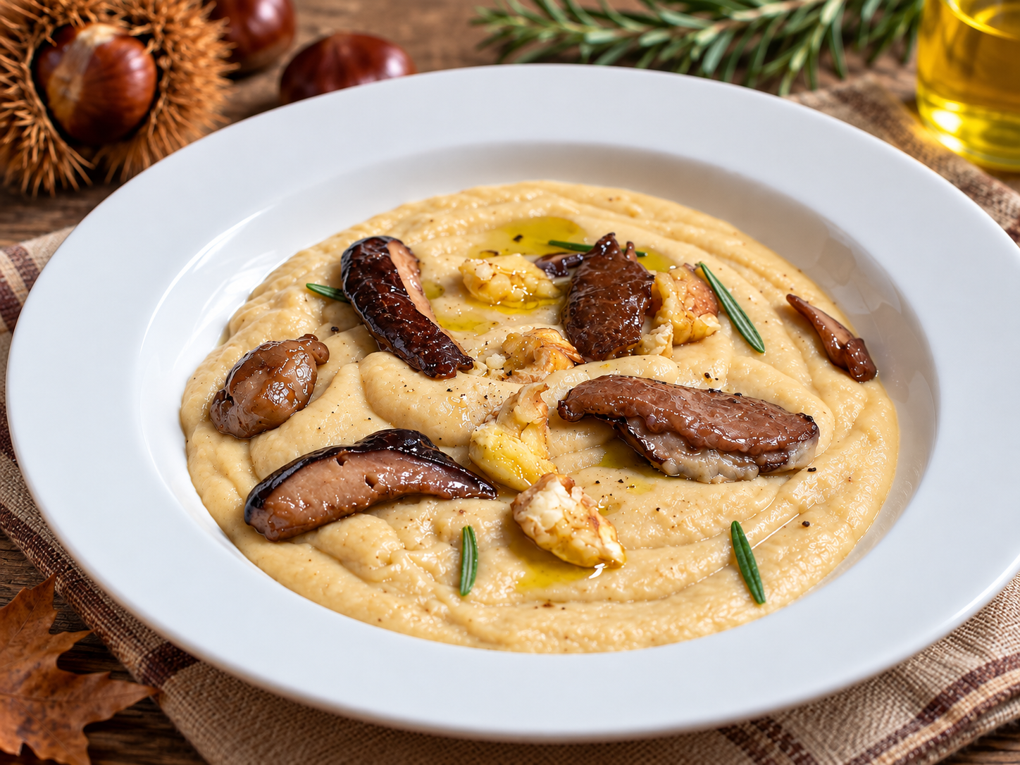VELLUTATA DI CECI con porcini e castagne | crema di ceci con funghi