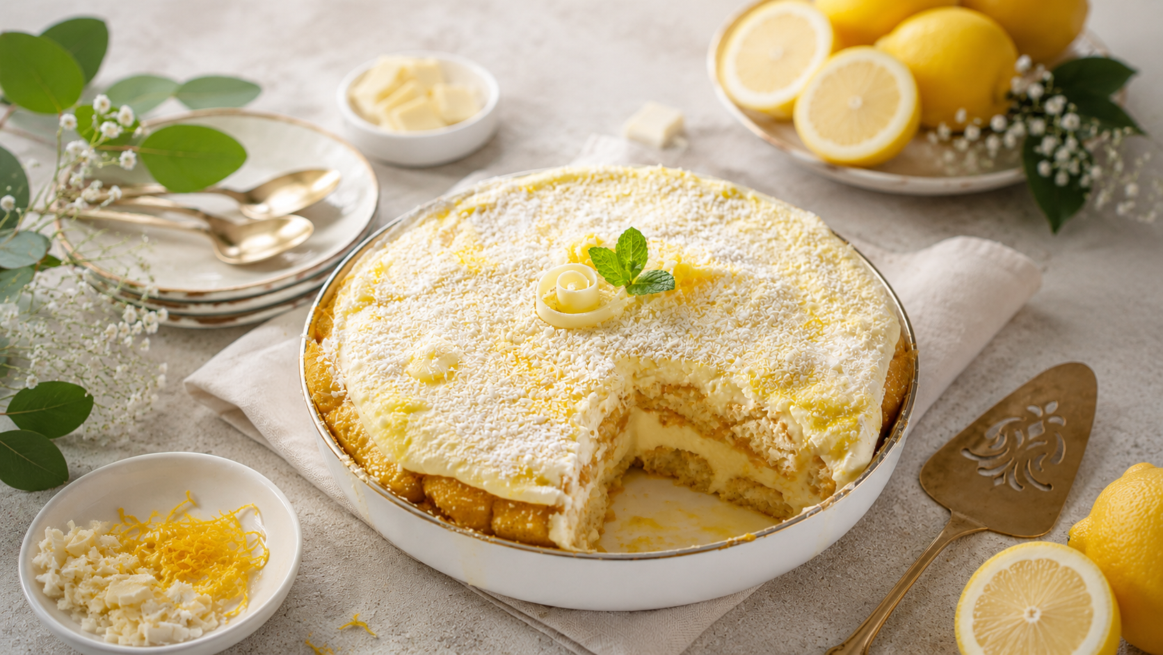 Tiramisu cioccolato bianco e limone cremosissimo | Inventaricette