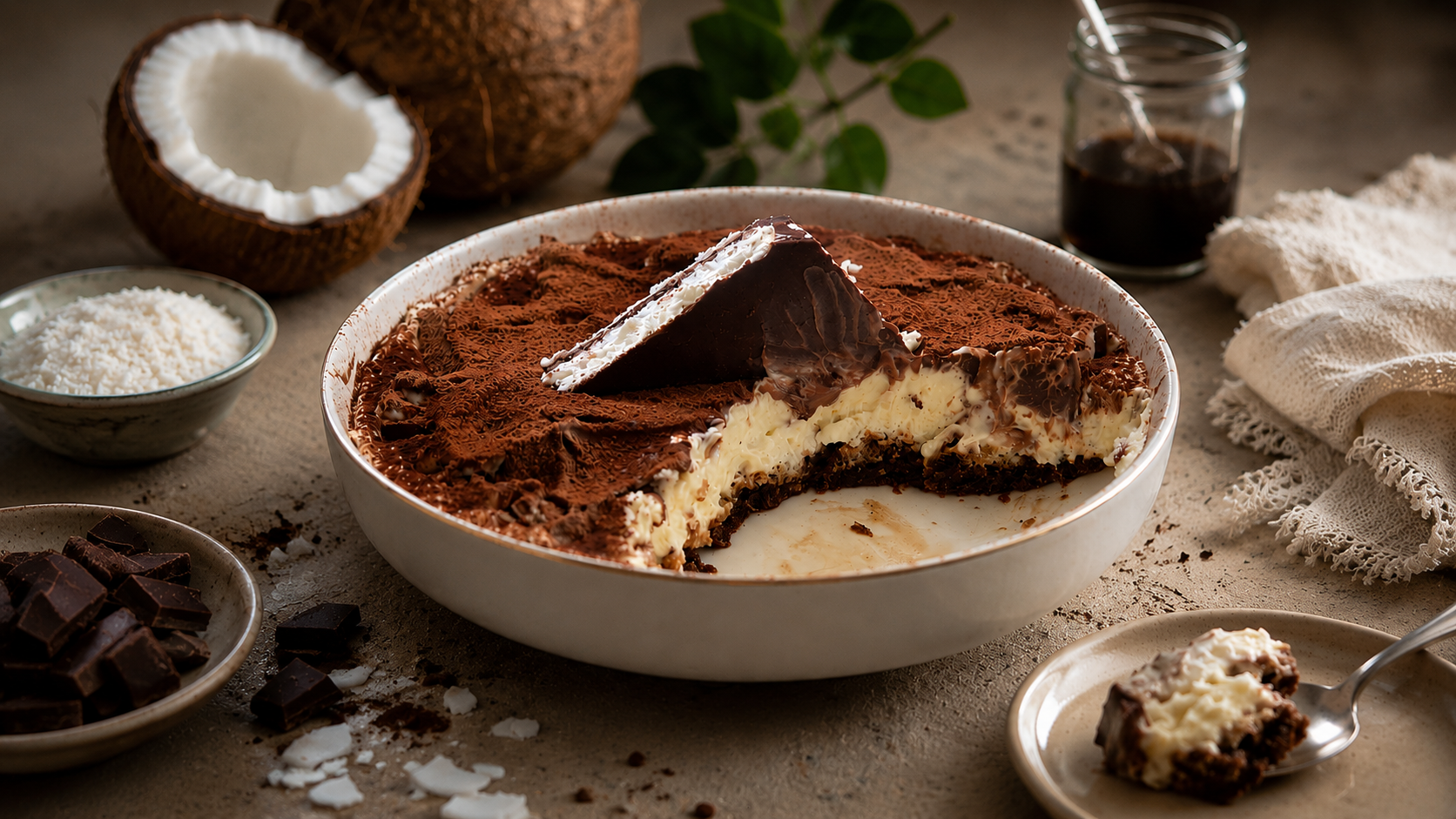 Ricetta tiramisù con yogurt greco al cocco e cioccolato | Inventaricette