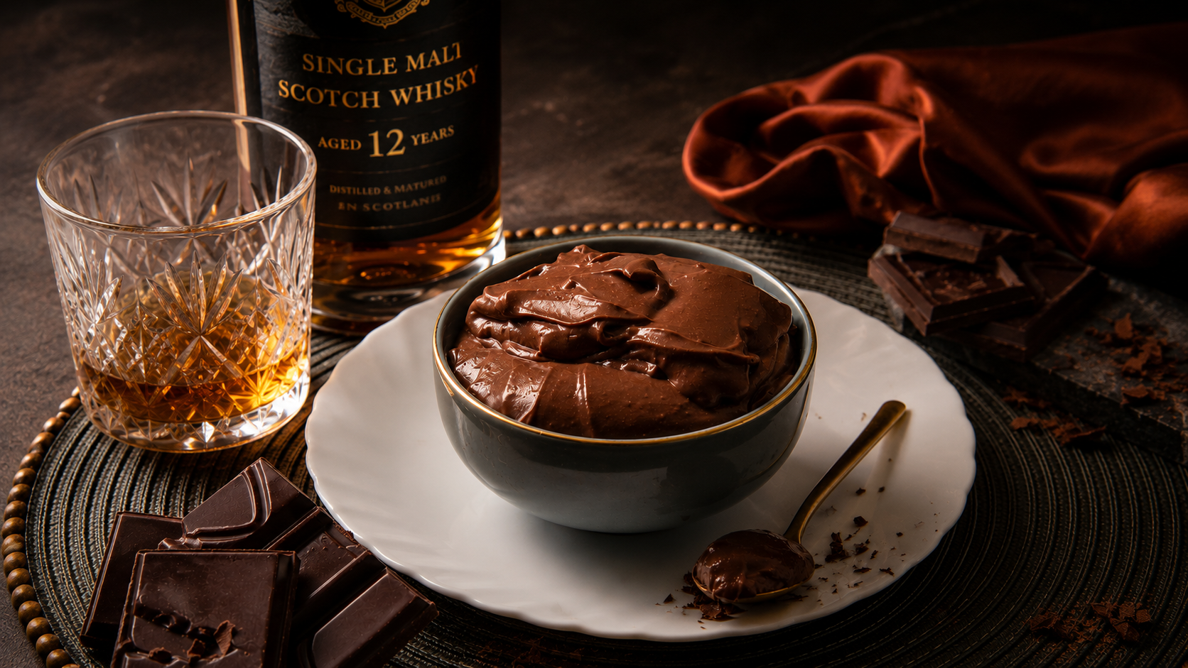 CREMA AL CIOCCOLATO FONDENTE E WHISKY | Inventaricette