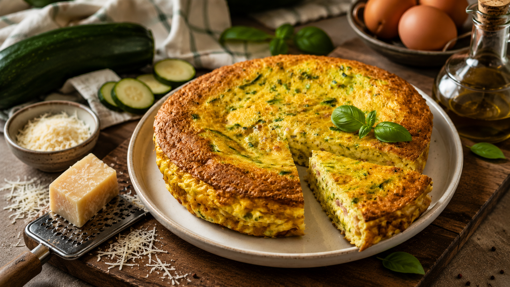 Frittata con zucchine pancetta e formaggio veloce | Inventaricette