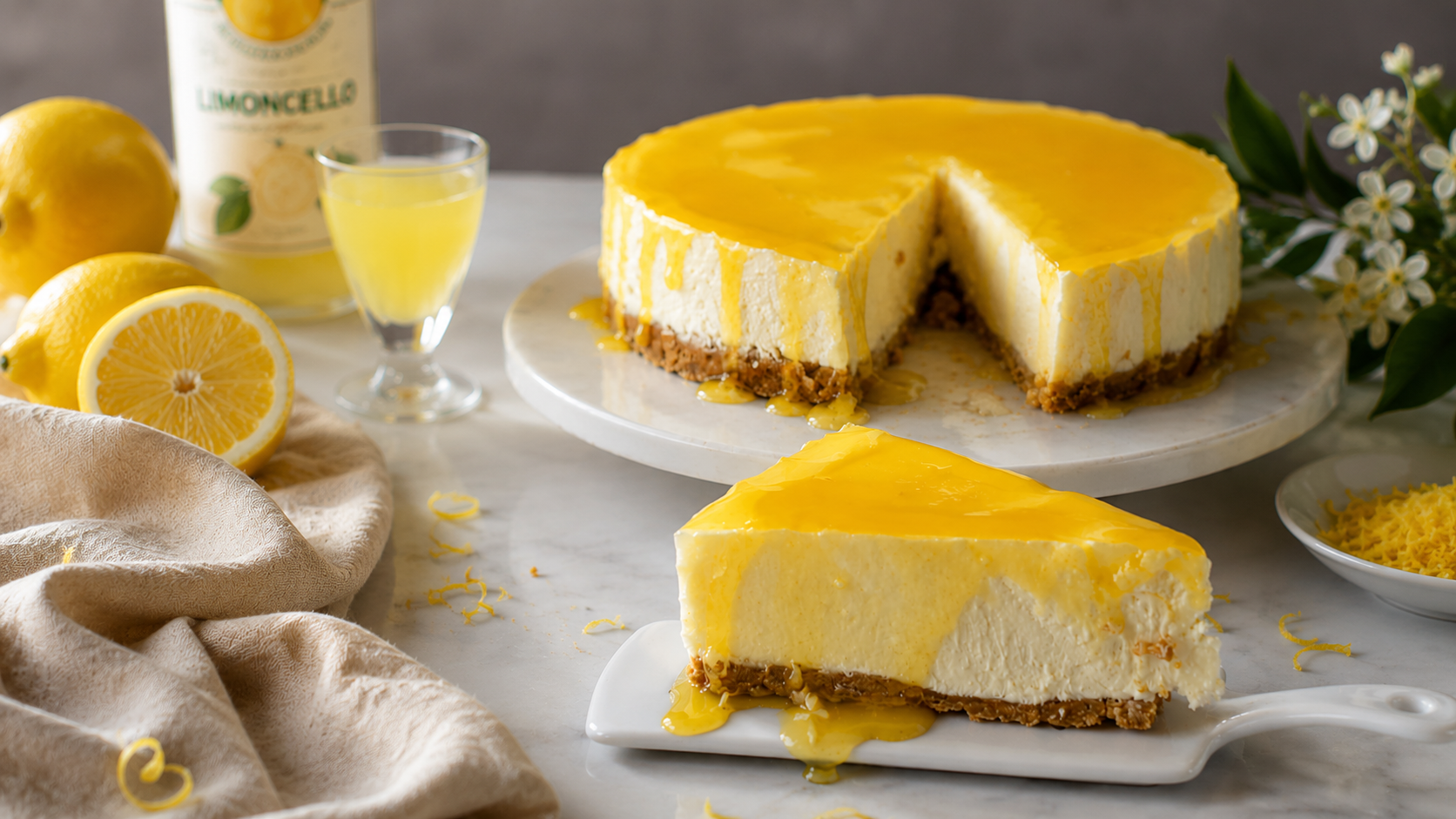 Torta estiva al limoncello | dolce senza cottura | Inventaricette