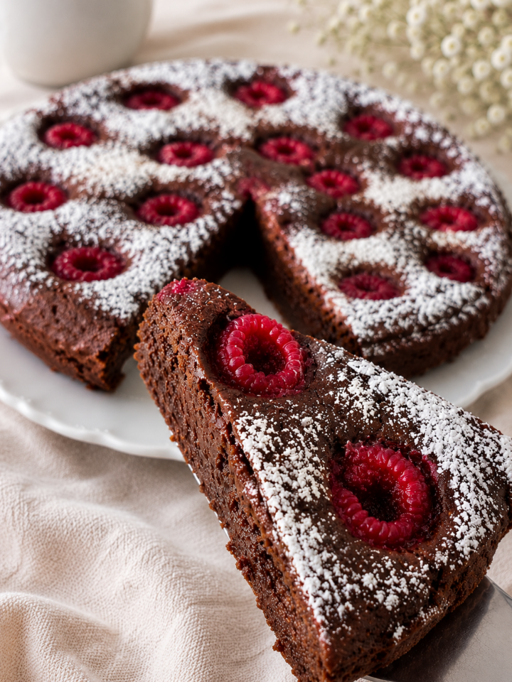 TORTA CACAO E LAMPONI simil brownie umida | Inventaricette