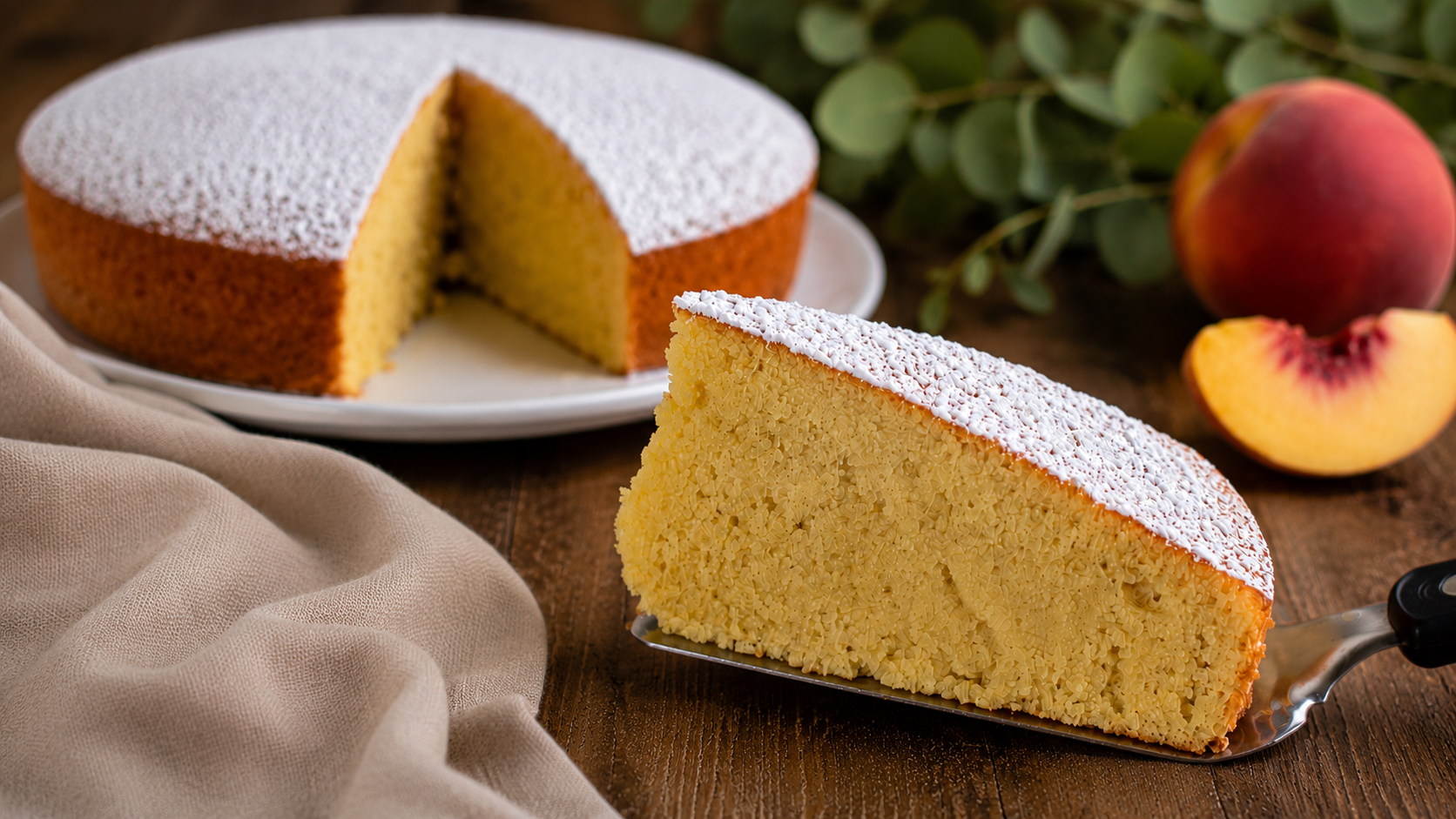 Torta alle pesche senza glutine e senza lattosio | Inventaricette