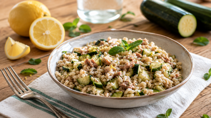 Orzo tonno e zucchine al limone | piatto unico estivo | Inventaricette
