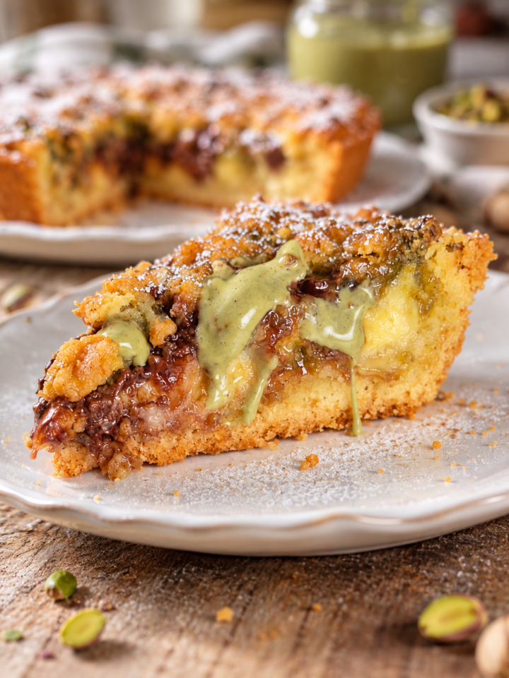 Sbriciolata alla nutella pistacchio e crema | Inventaricette