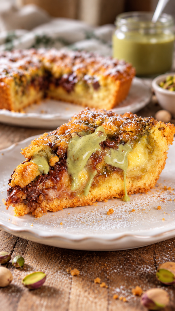 Sbriciolata alla nutella pistacchio e crema | Inventaricette
