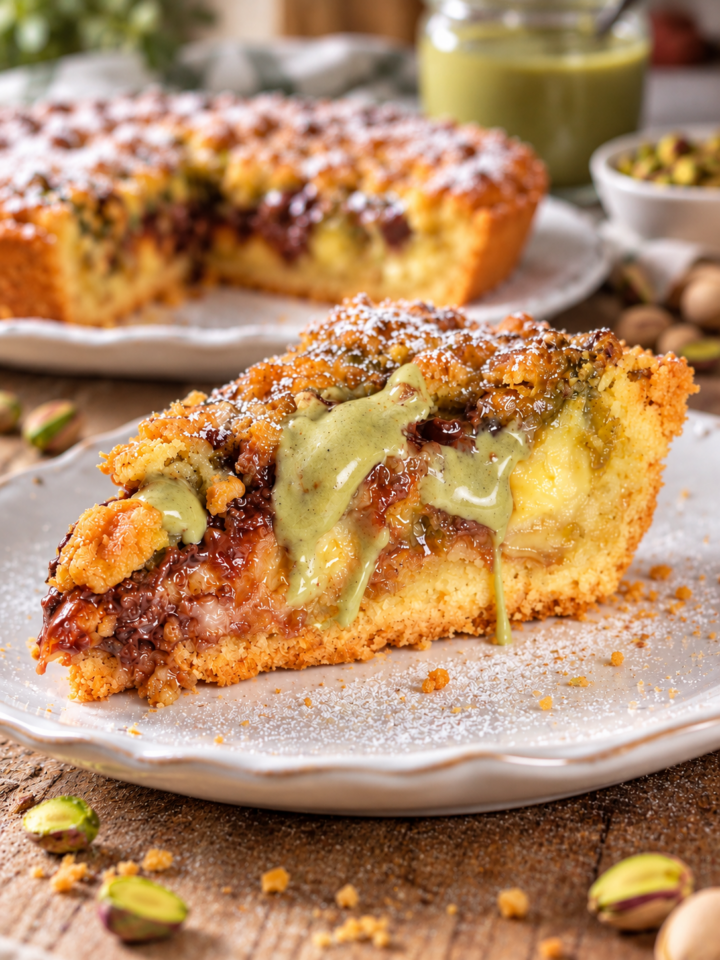 Sbriciolata alla nutella pistacchio e crema | Inventaricette
