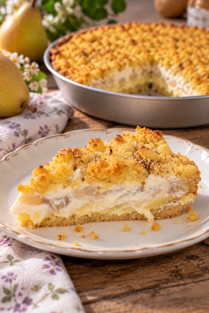 Sbriciolata con ricotta pere e crema pasticcera | Inventaricette