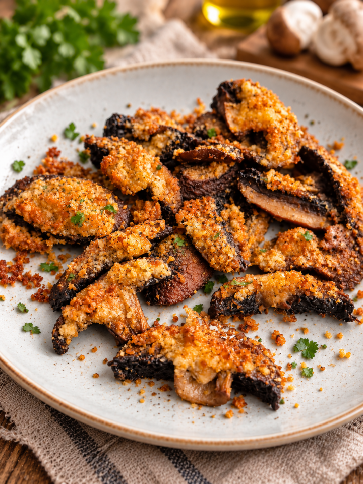 FUNGHI GRATINATI al forno o in friggitrice ad aria | Inventaricette
