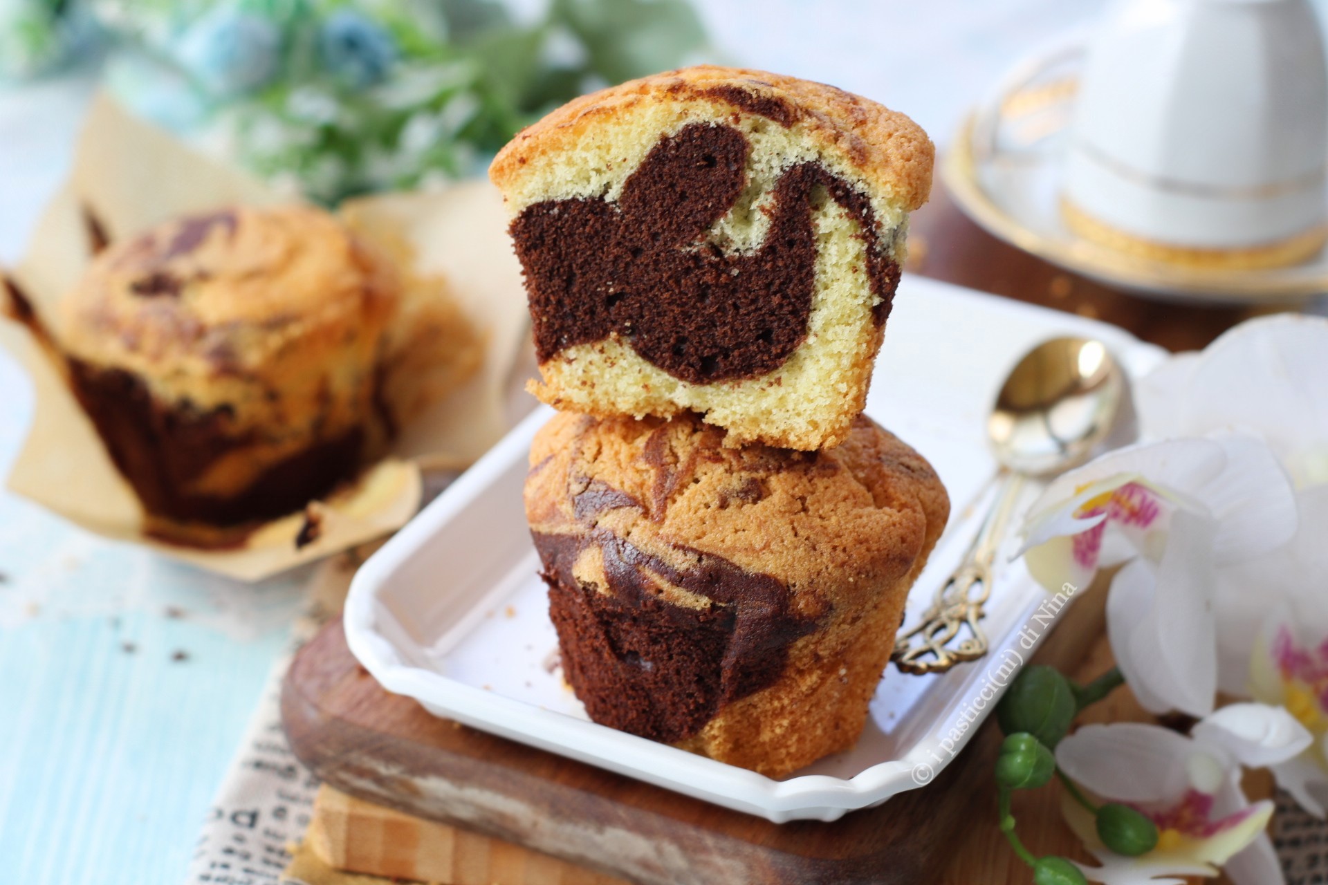 muffin vaniglia e cacao tortine marmorizzate ricetta i pasticcini di Nina