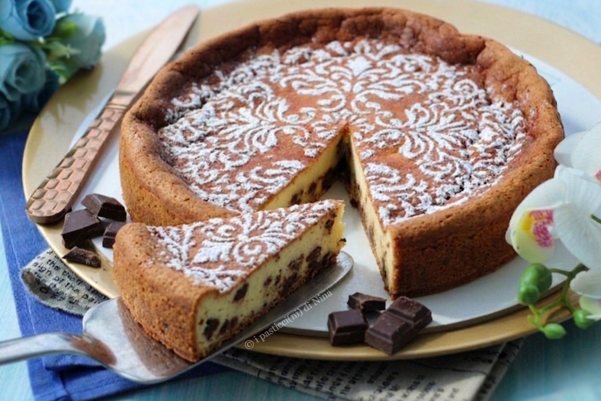 torta light ricotta e cioccolato senza zucchero senza burro e senza farina ricetta i pasticcini di Nina