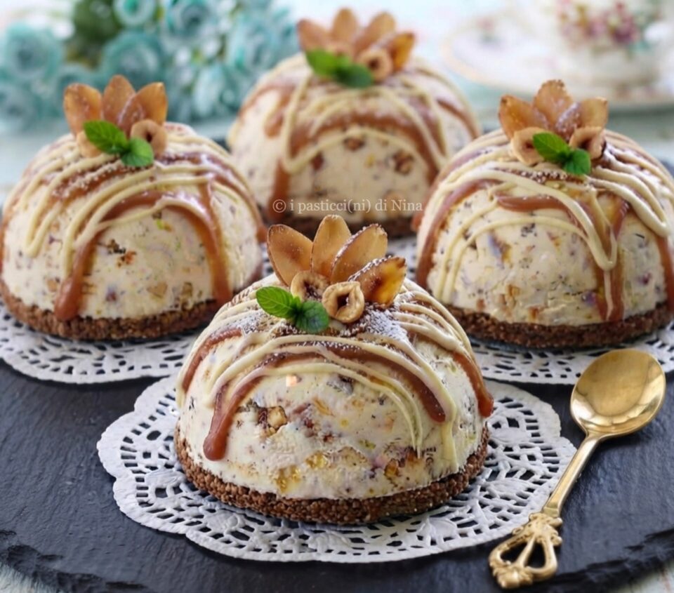 dessert semisfere di semifreddo al torrone ricetta estiva i pasticcini di Nina