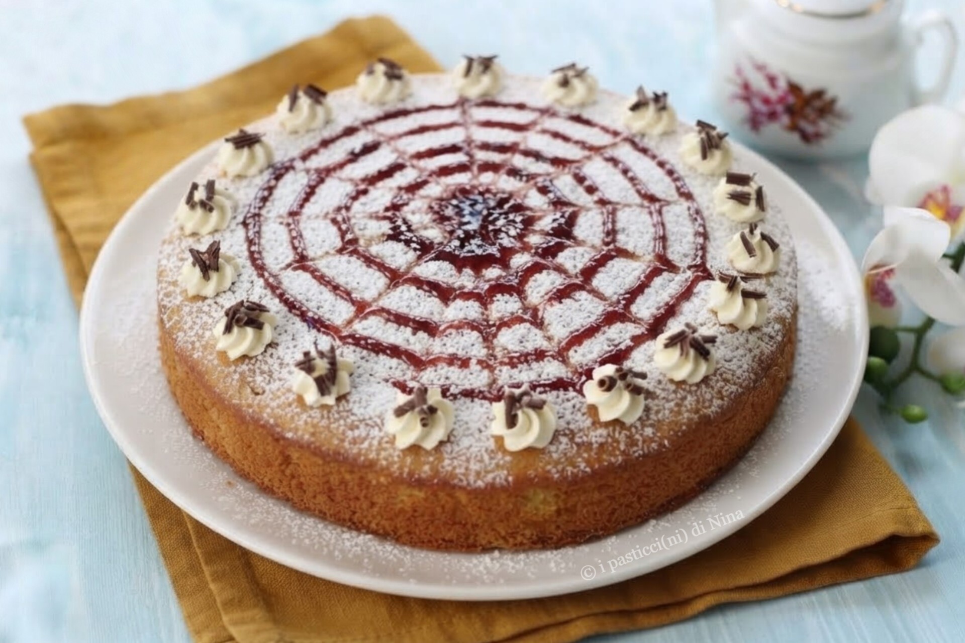 Torta di mele a ragnatela per Halloween ricetta i pasticcini di Nina