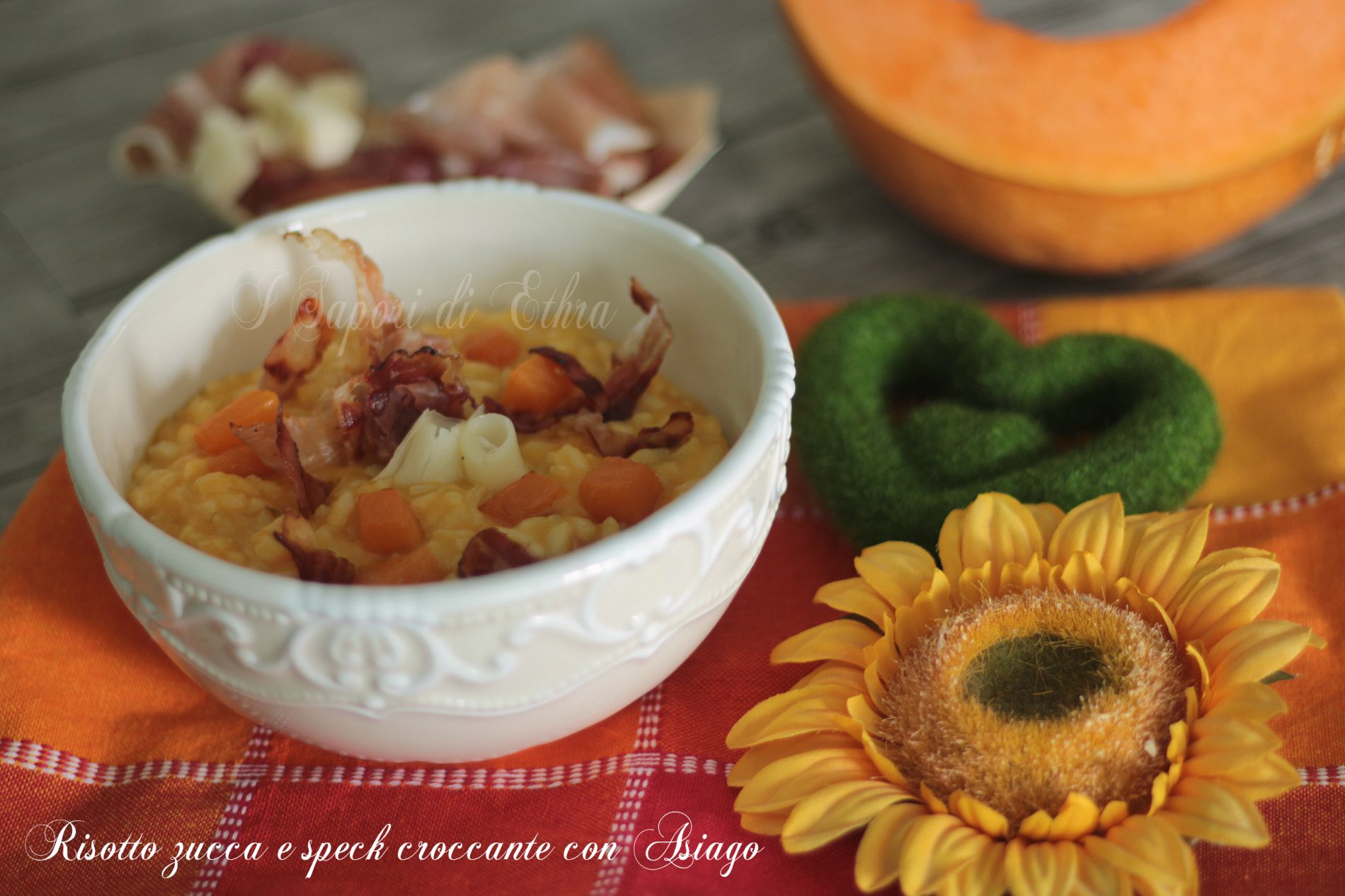 Risotto zucca e speck croccante con Asiago - I Sapori di Ethra | I ...
